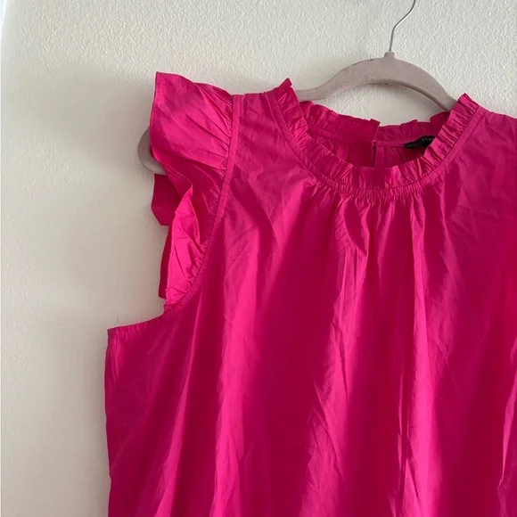 NWT J. Crew Pink Tiered Ruffle Sleeve Poplin Midi Sundress Dress Medium Tall - Picture 6 of 13